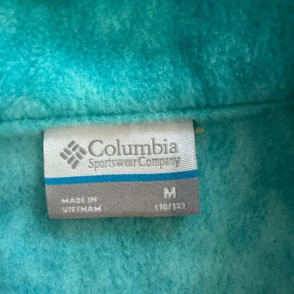 NWT New COLUMBIA Benton Springs II Printed Fleece Jacket Aqua Blue Print M 10 12